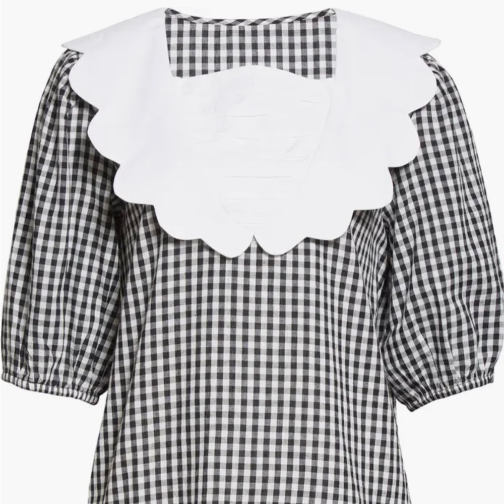 NWT Batsheva Bevie Oversized Gingham Plaid Blouse 6